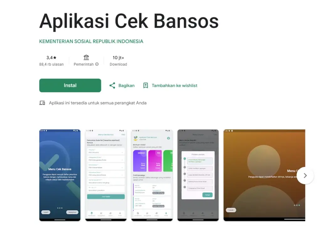 Aplikasi Cek Bansos Resmi dari Kemensos
