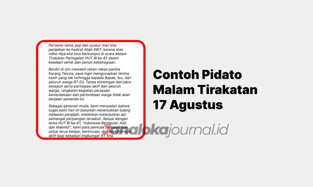 Contoh Pidato Malam Tirakatan 17 Agustus