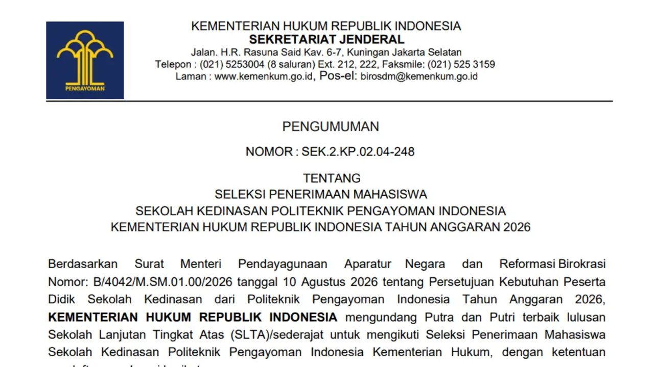 Seleksi Sekolah Kedinasan Poltekpin 2026
