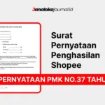 Surat Pernyataan Penghasilan Shopee Bebas Pajak PMK No 37 Tahun 2025 PDF dan Word