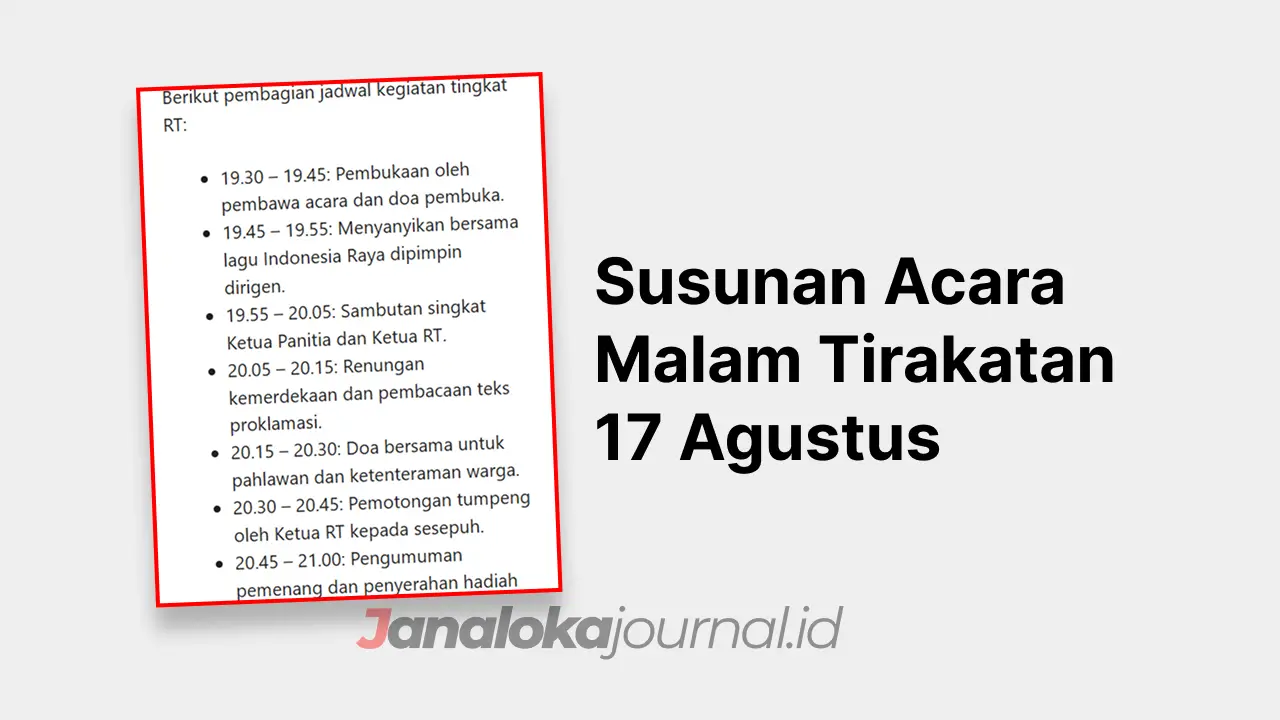 Susunan Acara Malam Tirakatan 17 Agustus