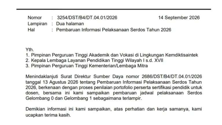 [Update] Jadwal Serdos 2026 Terbaru Gelombang 0 dan 1