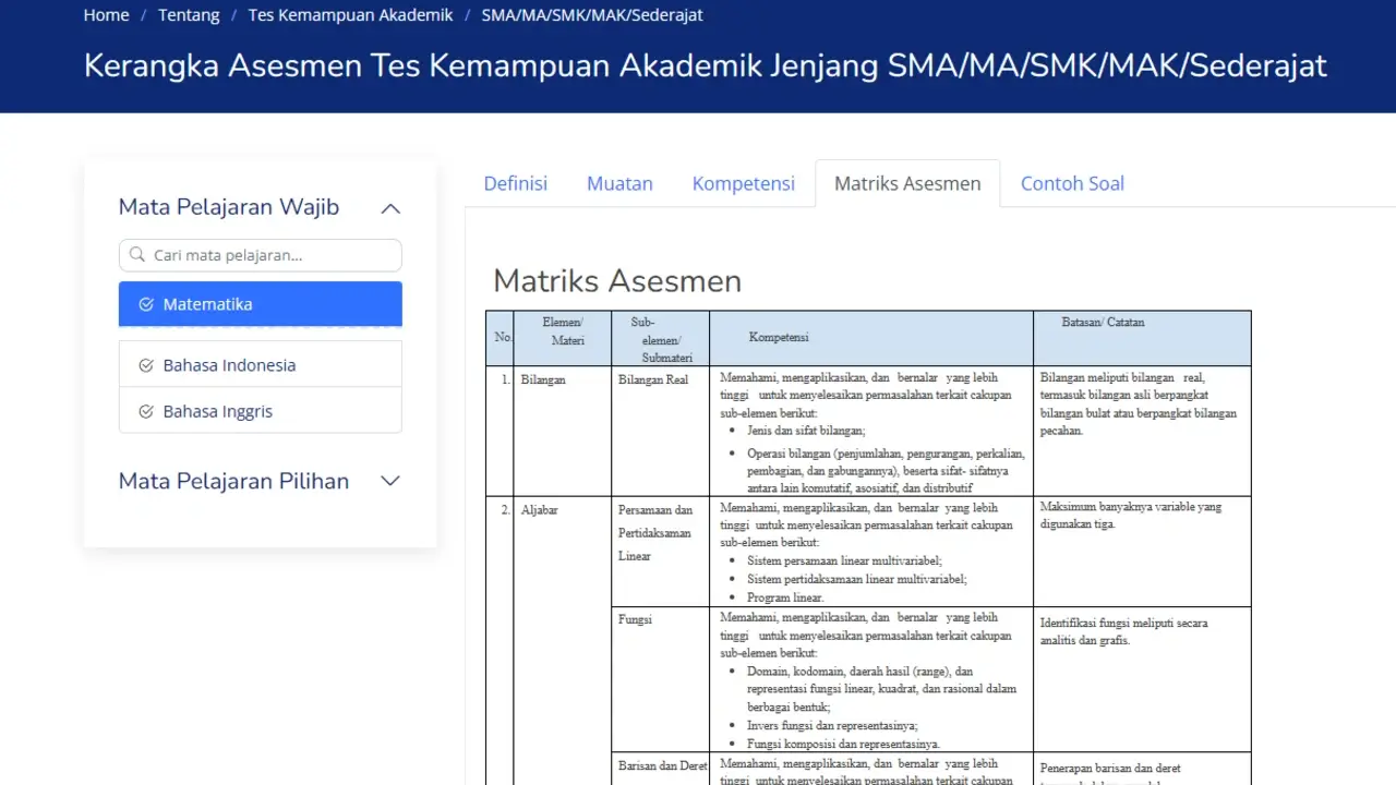 Kisi Kisi TKA SMA 2026