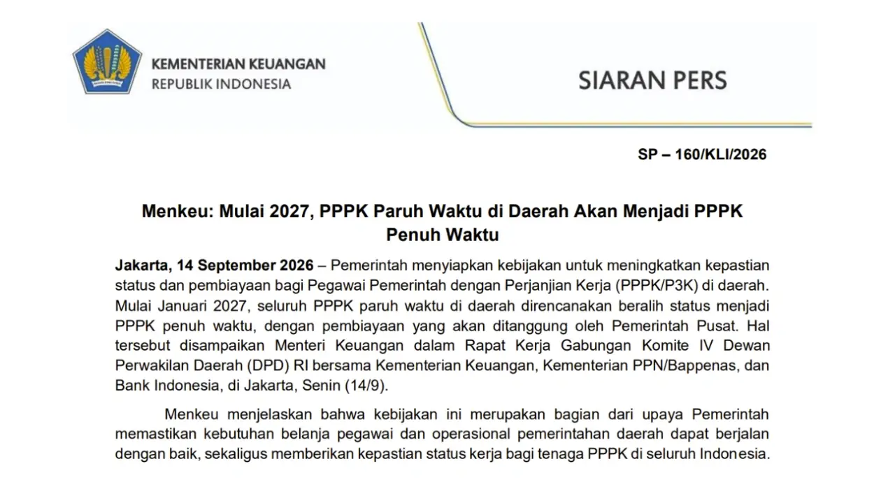 PPPK Paruh Waktu Akan Menjadi PPPK Penuh Waktu