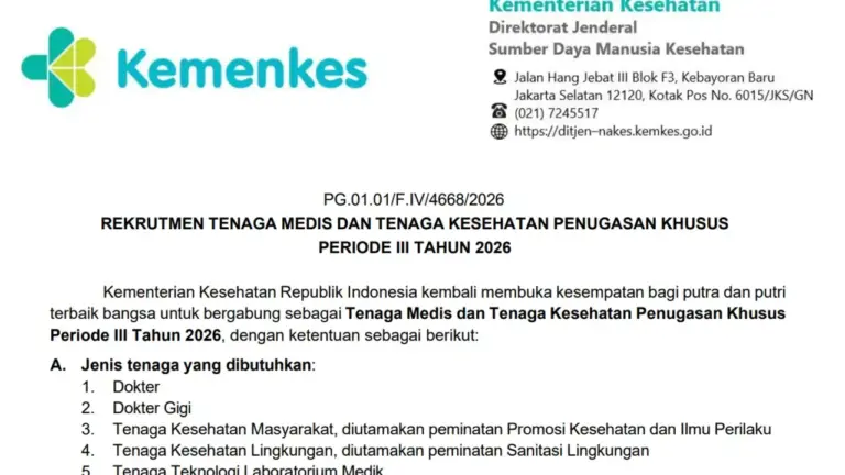 Rekrutmen Kemenkes 2026 Resmi Dibuka untuk Tenaga Medis dan Kesehatan