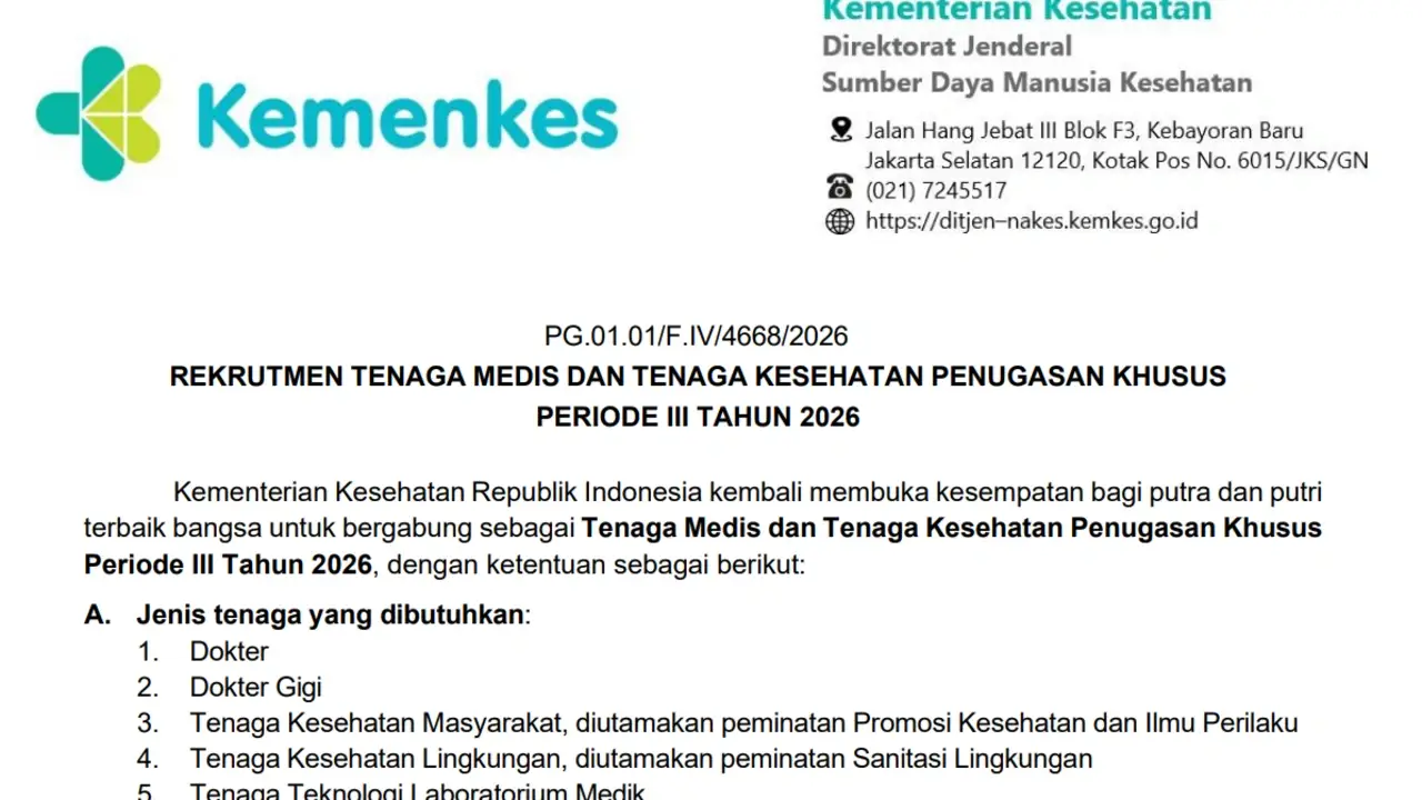 Rekrutmen Kemenkes 2026