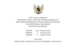SKB 3 Menteri Libur Nasional Dan Cuti Bersama Tahun 2027: Cek Daftar Tanggal dan PDF