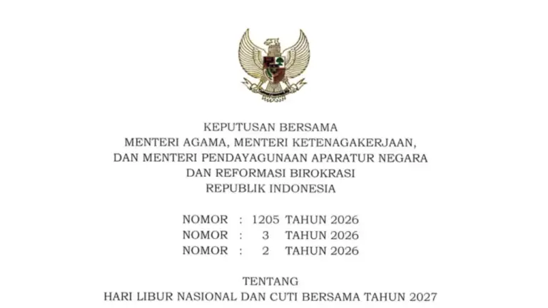 SKB 3 Menteri Libur Nasional Dan Cuti Bersama Tahun 2027: Cek Daftar Tanggal dan PDF