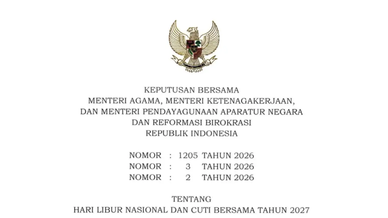 SKB 3 Menteri Libur Nasional Dan Cuti Bersama Tahun 2027
