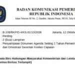 Bocor Salinan Surat BAKOM RI Instruksikan Orkestrasi Konten Capaian 2 Tahun Pemerintah Prabowo-Gibran