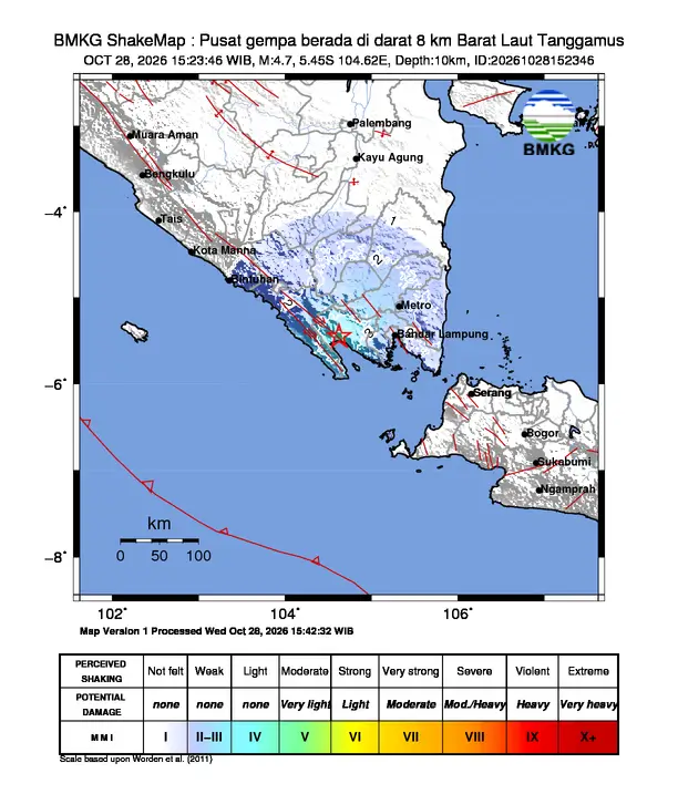 Gempa Tanggamus Lampung Hari Ini