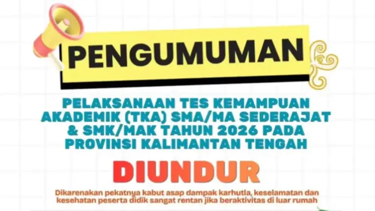 Pelaksanaan TKA SMA 2026 Resmi Diundur di Kalimantan Tengah Akibat Karhutla