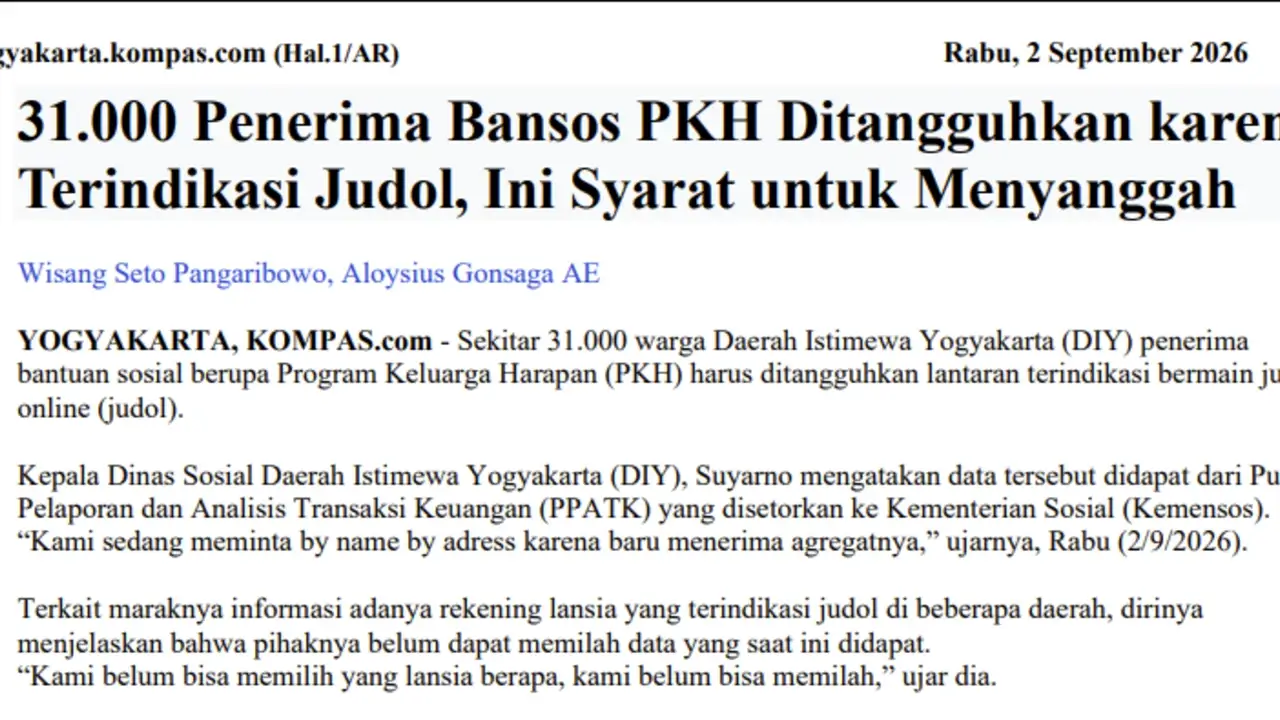 Penerima PKH Ditangguhkan Akibat Terindiakasi Judi Online
