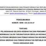 Pengumuman Jadwal Seleksi Kesehatan Poltekim dan Poltekip 2026 Di Catar.kemenimipas.go.id