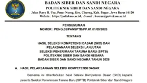 Pengumuman Hasil SKD Poltek SSN 2026 Terbit, Cek Daftar Kelulusan dan Seleksi Lanjutan