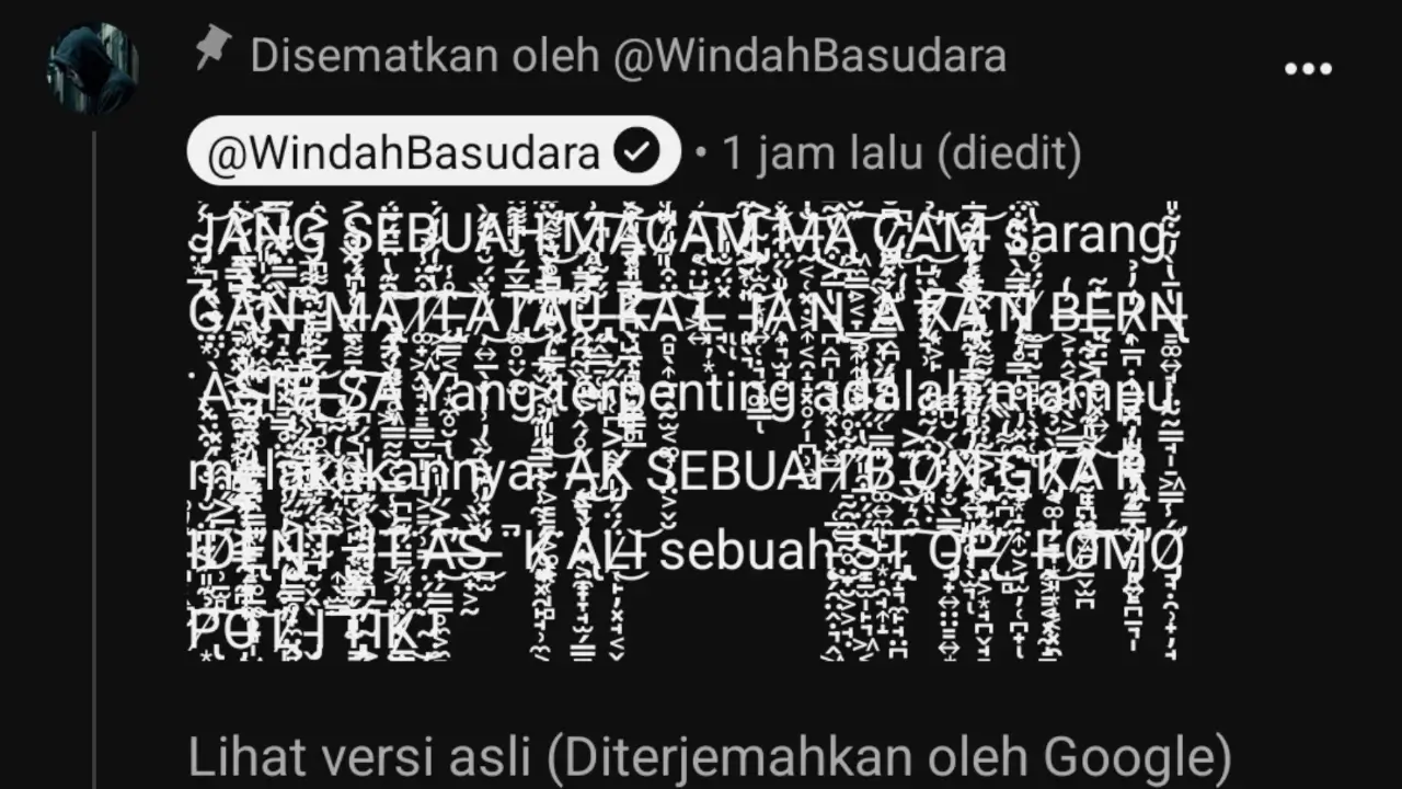 Sang Hacker meninggalkan pesan di kolom komentar video bang Windah